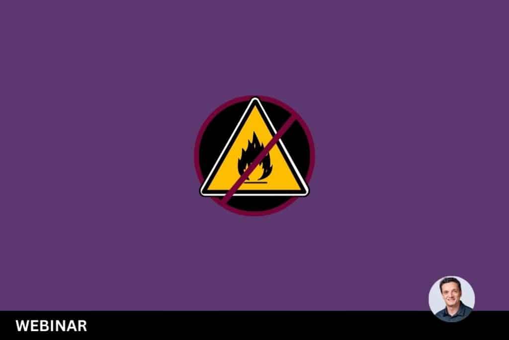 Warning triangle symbol crossed out, representing explosion risk reduction — Dust Hazards Simplified webinar