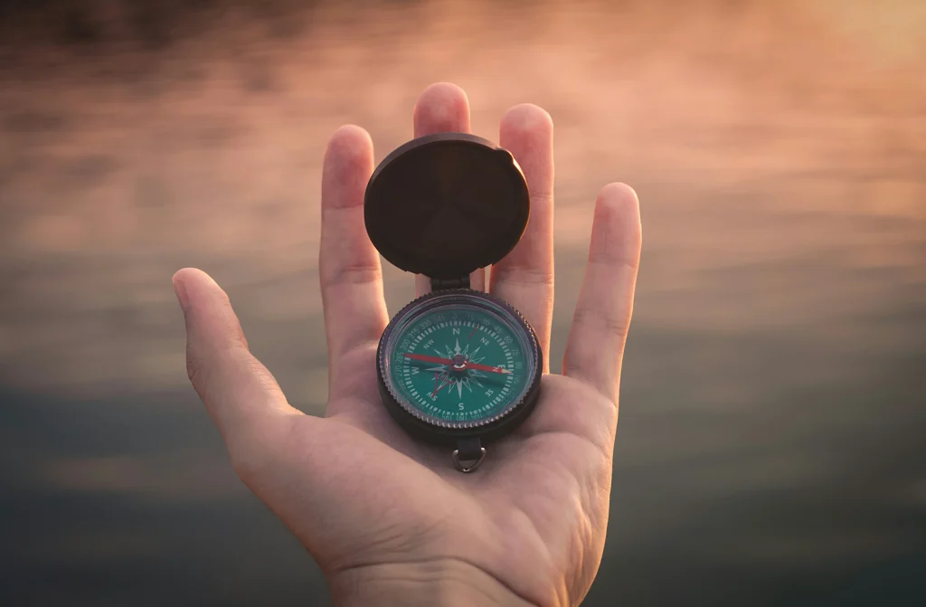 compass in hand