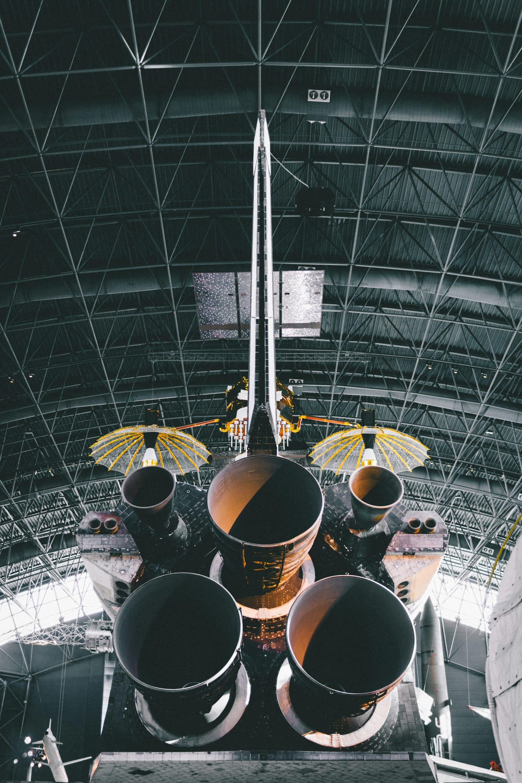 space craft in hanger