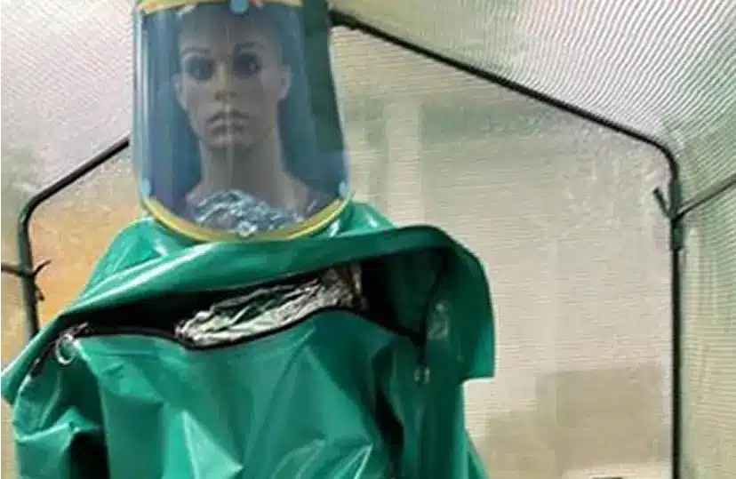 mannequin in hazmat suit