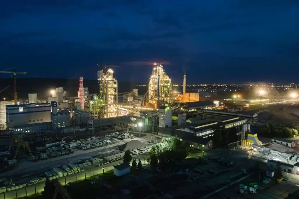 large factory at night